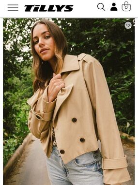 RSQ Beige Cropped Trench Coat
